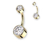 Titan Bauchnabelpiercing Innengewinde flach Bananabell mit Zirkonia in 8 mm oder 10 mm, elegantes Belly Button Piercing Damen.