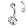 Titan Bauchnabelpiercing Innengewinde flach Bananabell mit Zirkonia in 8 mm oder 10 mm, elegantes Belly Button Piercing Damen.