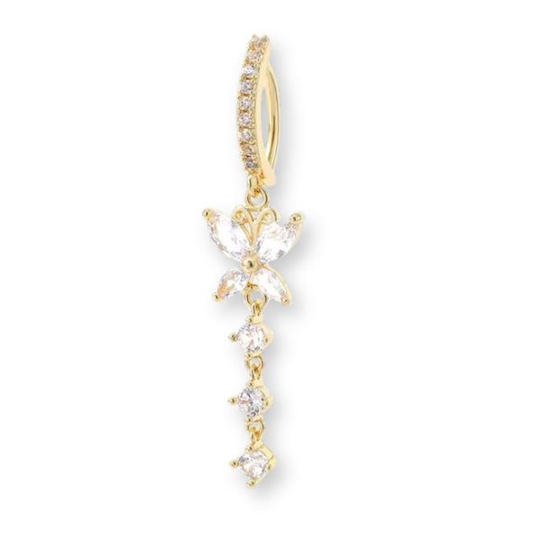 Schmetterling Bauchnabelpiercing aus Edelstahl mit Zirkonia in Gold oder Silber, elegantes Bauchpiercing mit Anhänger.