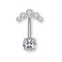 „Luna Bauchnabelpiercing aus Titan G23 mit halbmondförmigem Kristallbesatz und flacher Rückseite für höchsten Tragekomfort ✨🌙“