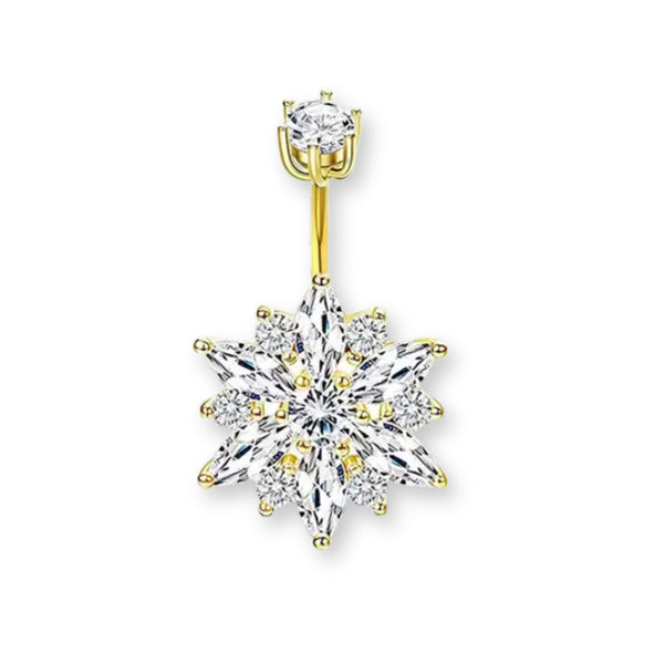 Stern Gold Bauchnabelpiercing aus Chirurgenstahl 316L mit Kristallen - FALKENKOENIG SCHMUCK