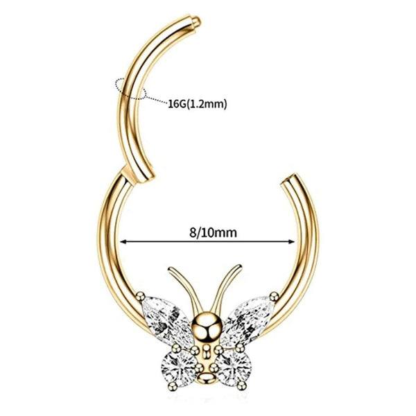 Schmetterling Gold Septum-Piercing Titan - FALKENKOENIG SCHMUCK & Piercing Online Shop