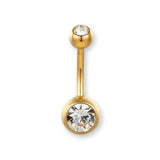 Goldenes Bauchnabelpiercing aus Titan von Falkenkoenig Schmuck. Dieses Bauchnabelpiercing ist erhältlich mit der Stablänge 12mm, 10mm und 8mm.