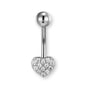 „Herz Bauchnabelpiercing aus Chirurgenstahl 316L mit Zirkonia-Kristallen, in Silber oder Gold, in mehreren Stablängen erhältlich“