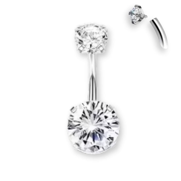 Zirkon Silber Bauchnabelpiercing -  Chirurgenstahl 316L