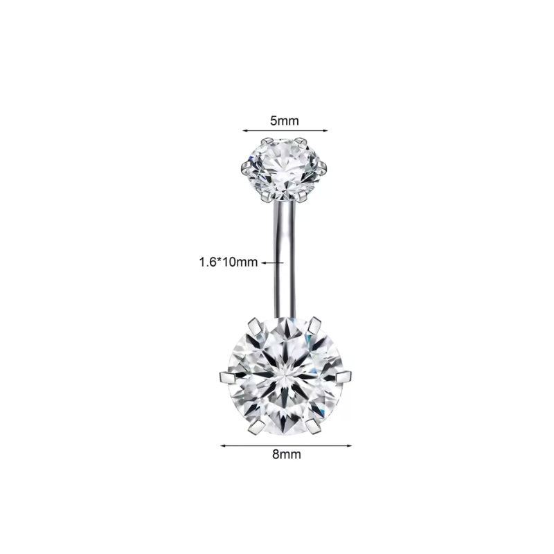 Zirkon Silber Bauchnabelpiercing -  Chirurgenstahl 316L