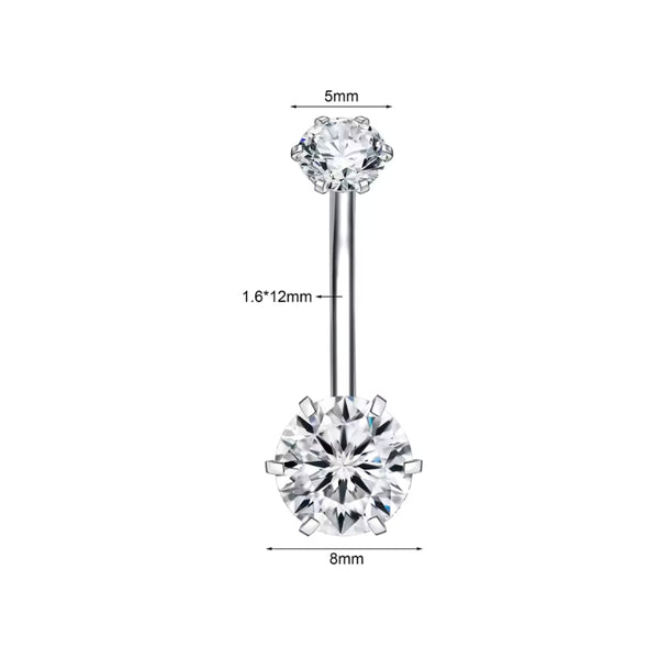 Zirkon Silber Bauchnabelpiercing -  Chirurgenstahl 316L