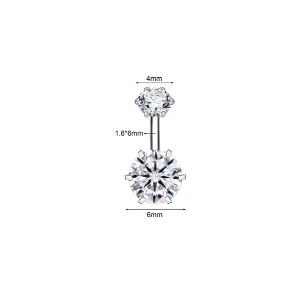 Zirkon Silber Bauchnabelpiercing -  Chirurgenstahl 316L