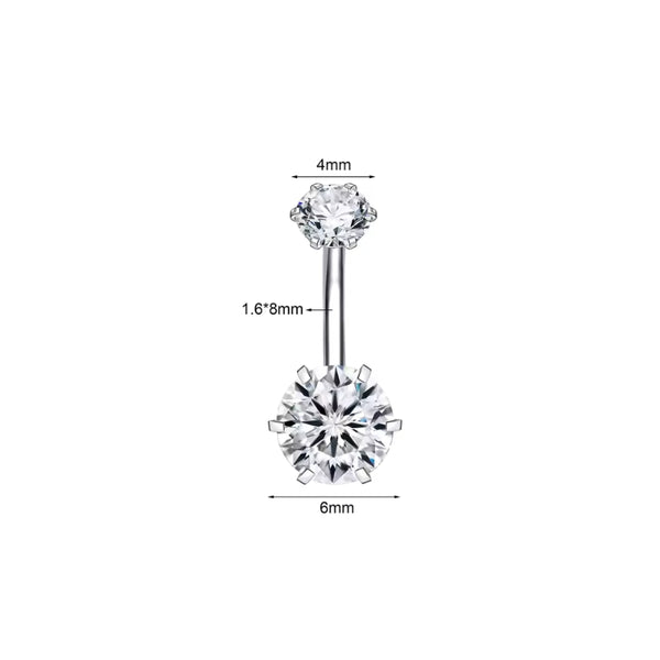 Zirkon Silber Bauchnabelpiercing -  Chirurgenstahl 316L