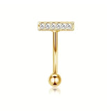 Bauchnabelpiercing Bar aus 316L Chirurgenstahl mit Zirkonia Kristallen in Gold oder Silber, 10 mm Belly Button Ring.
