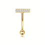 Bauchnabelpiercing Bar aus 316L Chirurgenstahl mit Zirkonia Kristallen in Gold oder Silber, 10 mm Belly Button Ring.