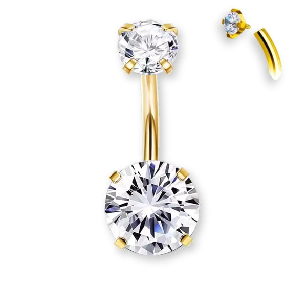 Zirkon Gold Bauchnabelpiercing – Chirurgenstahl 316L