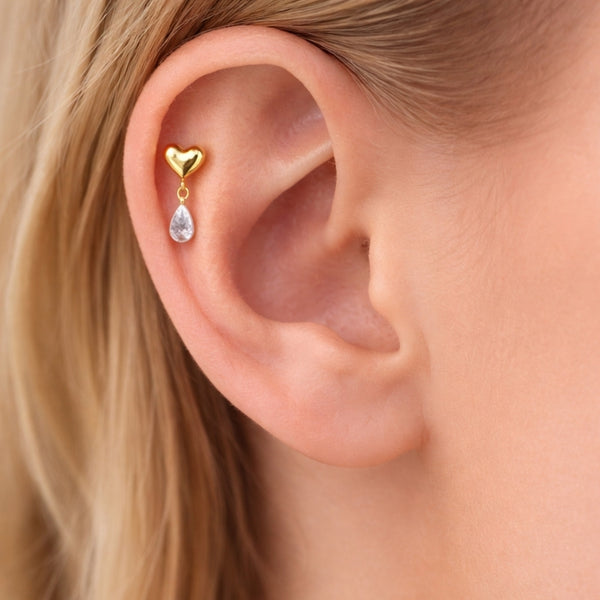 Herzstück Labret Piercing - Gold Titan - FALKENKOENIG SCHMUCK & Piercing Online Shop