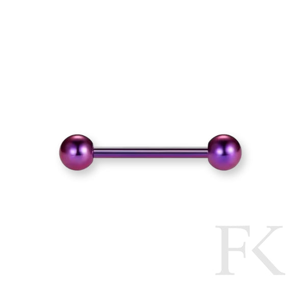 Zungenpiercing-Set aus Titan mit vier Farben – Silber, Lila, Topas und Saphir-Blau – auf weißem Hintergrund, hochwertig & vielseitig kombinierbar.