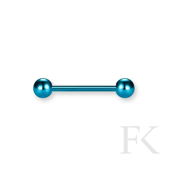 Zungenpiercing-Set aus Titan mit vier Farben – Silber, Lila, Topas und Saphir-Blau – auf weißem Hintergrund, hochwertig & vielseitig kombinierbar.