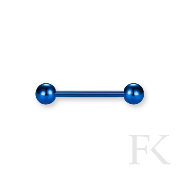 Zungenpiercing-Set aus Titan mit vier Farben – Silber, Lila, Topas und Saphir-Blau – auf weißem Hintergrund, hochwertig & vielseitig kombinierbar.