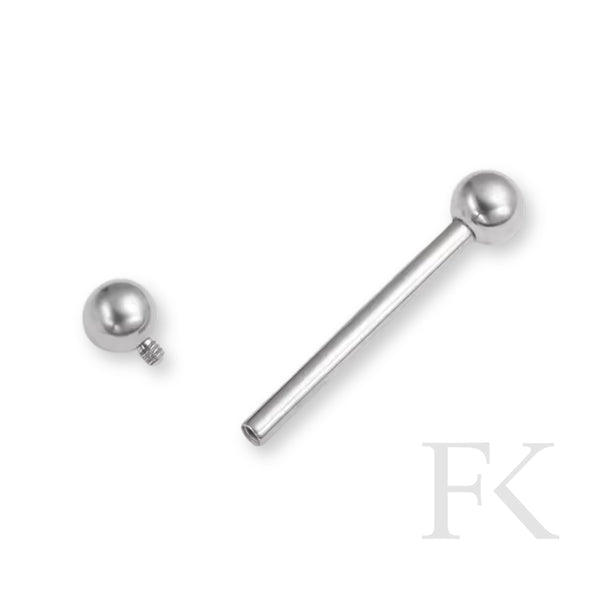 Zungenpiercing-Set aus Titan mit vier Farben – Silber, Lila, Topas und Saphir-Blau – auf weißem Hintergrund, hochwertig & vielseitig kombinierbar.