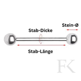 Zungenpiercing-Set aus Titan mit vier Farben – Silber, Lila, Topas und Saphir-Blau – auf weißem Hintergrund, hochwertig & vielseitig kombinierbar.