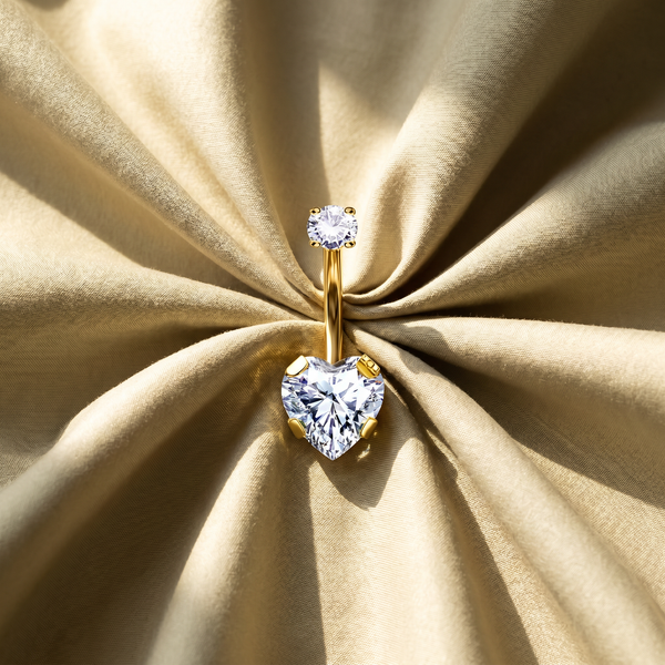Herz Gold Bauchnabelpiercing - Titan G23