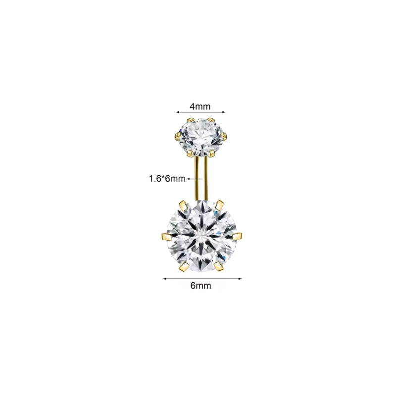 Zirkon Gold Bauchnabelpiercing – Chirurgenstahl 316L