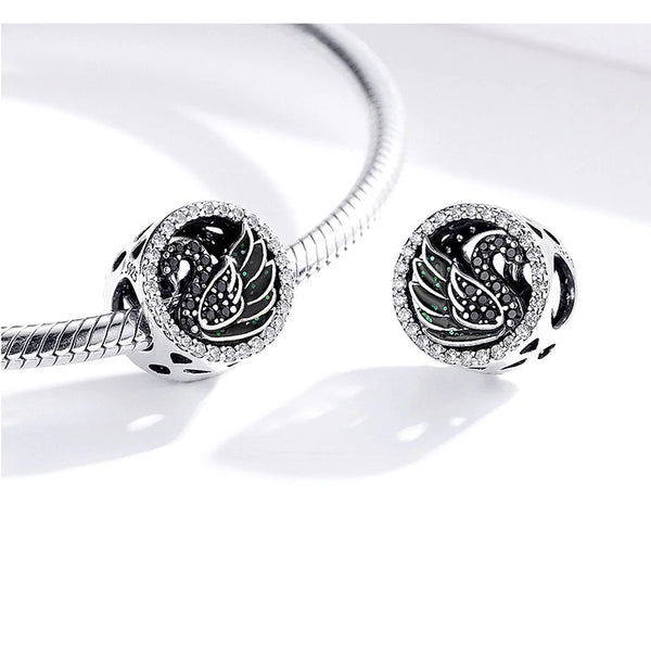 Schwan Charm Anhänger Sterlingsilber mit Zirkonia Steinchen - FALKENKOENIG SCHMUCK & Piercing Online Shop