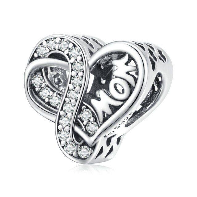 Charm Anhänger Herz Liebe Mom Sterling Silber Zirkonia - FALKENKOENIG SCHMUCK & Piercing Online Shop