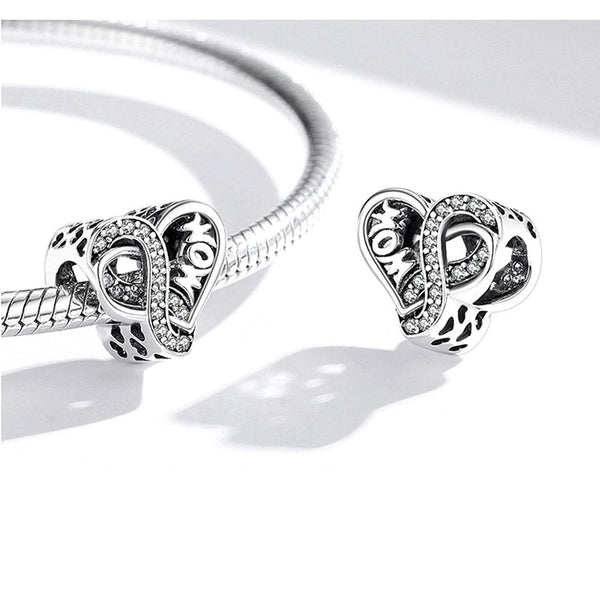 Charm Anhänger Herz Liebe Mom Sterling Silber Zirkonia - FALKENKOENIG SCHMUCK & Piercing Online Shop