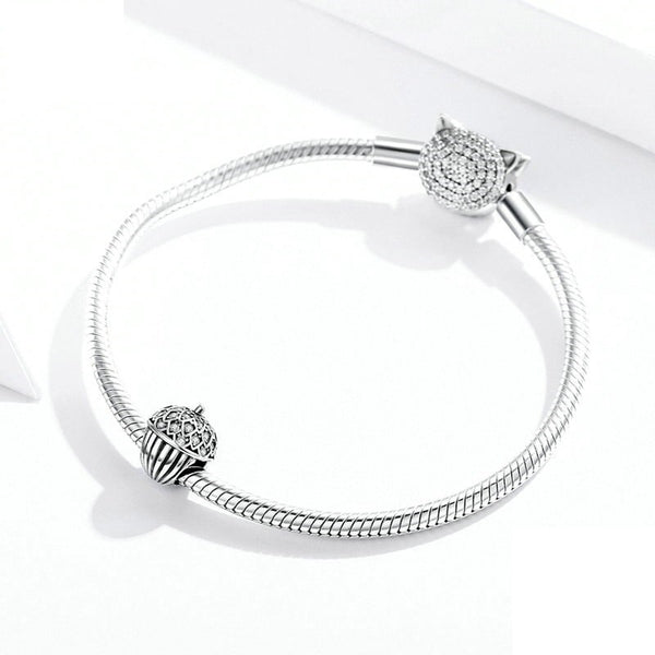 Charm Anhänger Nuss Eichel Sterling Silber Kristall - FALKENKOENIG SCHMUCK & Piercing Online Shop
