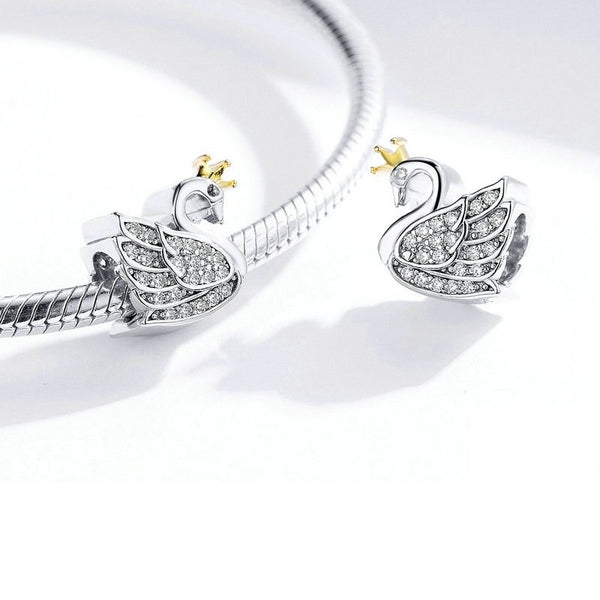 Charm Anhänger Schwan Sterling Silber Kristall - FALKENKOENIG SCHMUCK & Piercing Online Shop