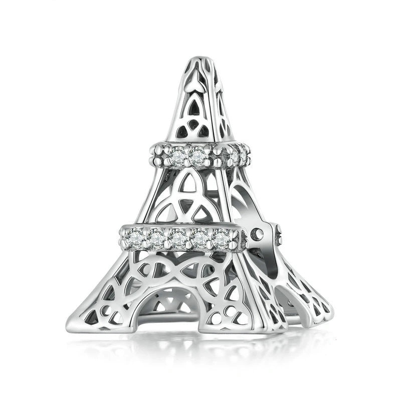 Eiffelturm Charm Anhänger Sterling Silber Kristall - FALKENKOENIG SCHMUCK & Piercing Online Shop