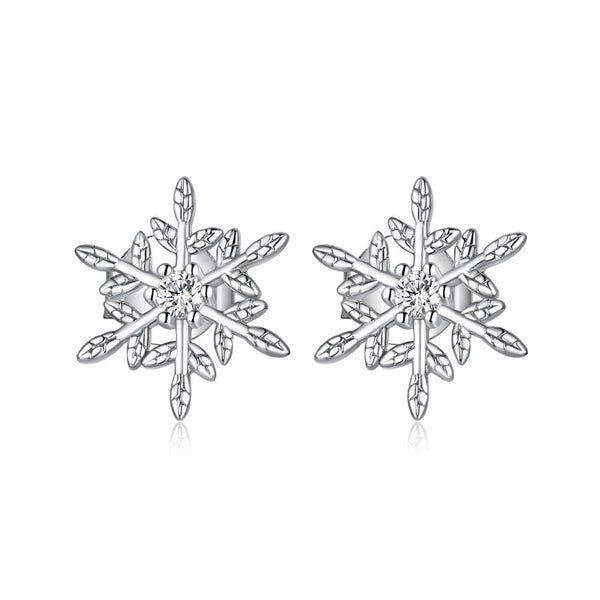 Ohrstecker Schneeflocke aus Sterling Silber Kristallen - FALKENKOENIG SCHMUCK & Piercing Online Shop