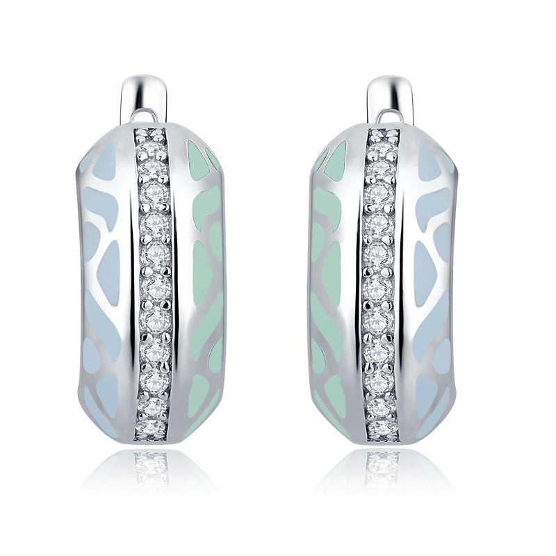 Ohrringe Kreolen Elegant Silber Emaille Kristall - FALKENKOENIG SCHMUCK & Piercing Online Shop
