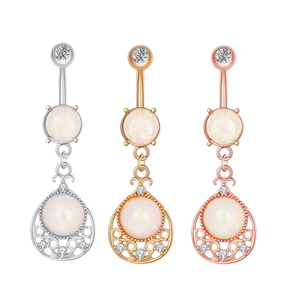 Bauchnabelpiercing in Rosegold mit Zirkonia Kristallen - FALKENKOENIG SCHMUCK & Piercing Online Shop
