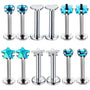 Blue Piercing-Set aus Chirurgenstahl 316L mit Zirkonia für Helix, Tragus und Labret - FALKENKOENIG SCHMUCK