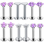 Lila Piercing-Set aus Chirurgenstahl 316L mit Zirkonia für Helix, Tragus und Labret - FALKENKOENIG SCHMUCK
