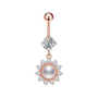 Bauchnabelpiercing in Roségold mit Zirkonia Kristallen - FALKENKOENIG SCHMUCK & Piercing Online Shop