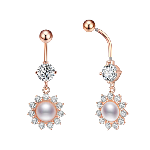 Bauchnabelpiercing in Silber mit Zirkonia Kristallen - FALKENKOENIG SCHMUCK & Piercing Online Shop