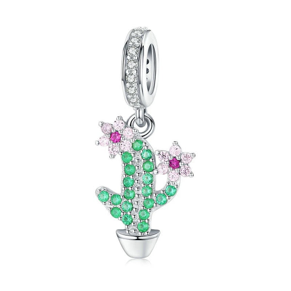 Charm Anhänger Kaktus Blüten Sterling Silber Kristall - FALKENKOENIG SCHMUCK & Piercing Online Shop