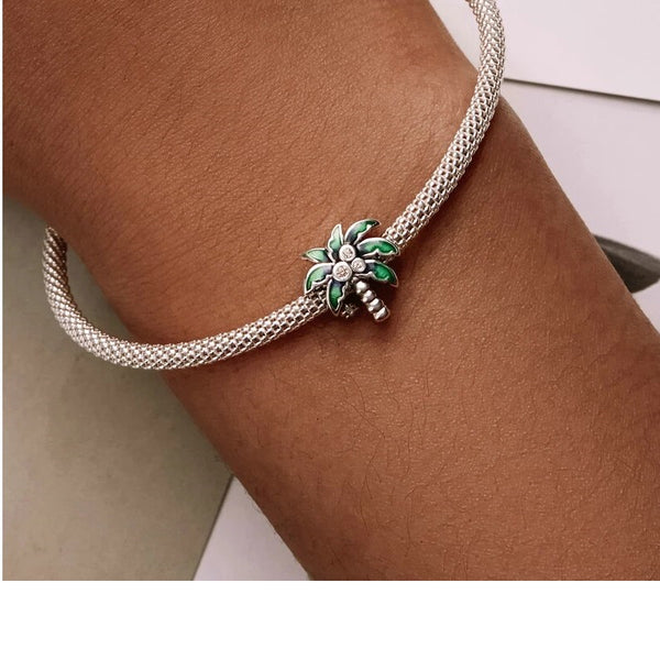 Charm Anhänger Kokos-Palme Sterling Silber Kristall - FALKENKOENIG SCHMUCK & Piercing Online Shop