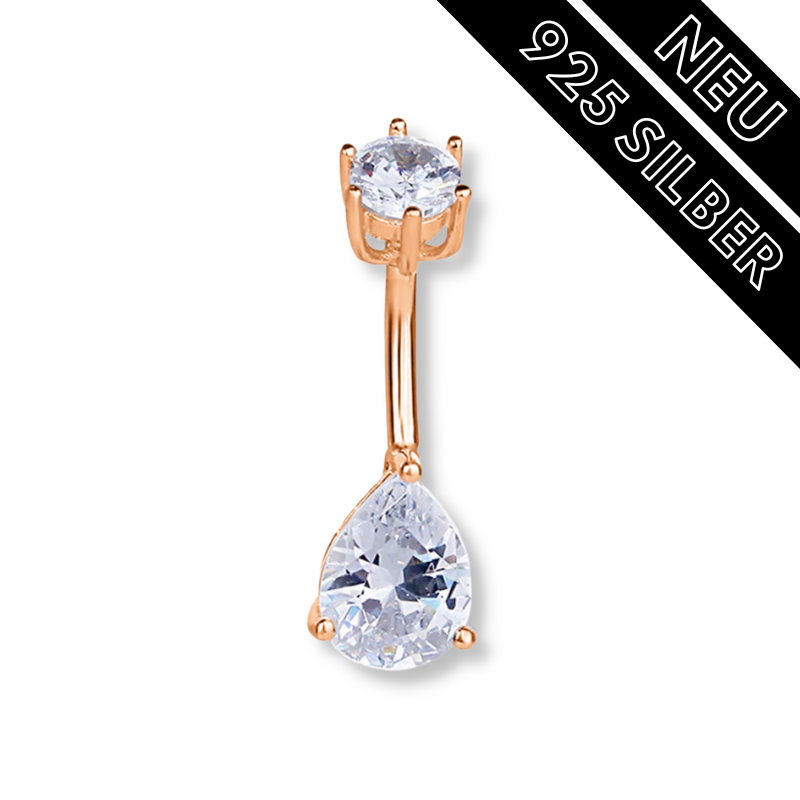 Tropfen Bauchnabelpiercing 18 Karat Vergoldet - Roségold - FALKENKOENIG SCHMUCK & Piercing Online Shop
